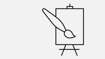 Visuell produktion konst - skiss av stafli och pensel