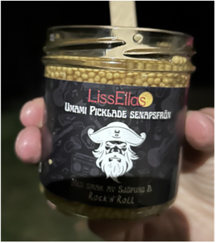 Umami pickled mustard seeds with sea squirt – an unusual taste in a well branded jar 