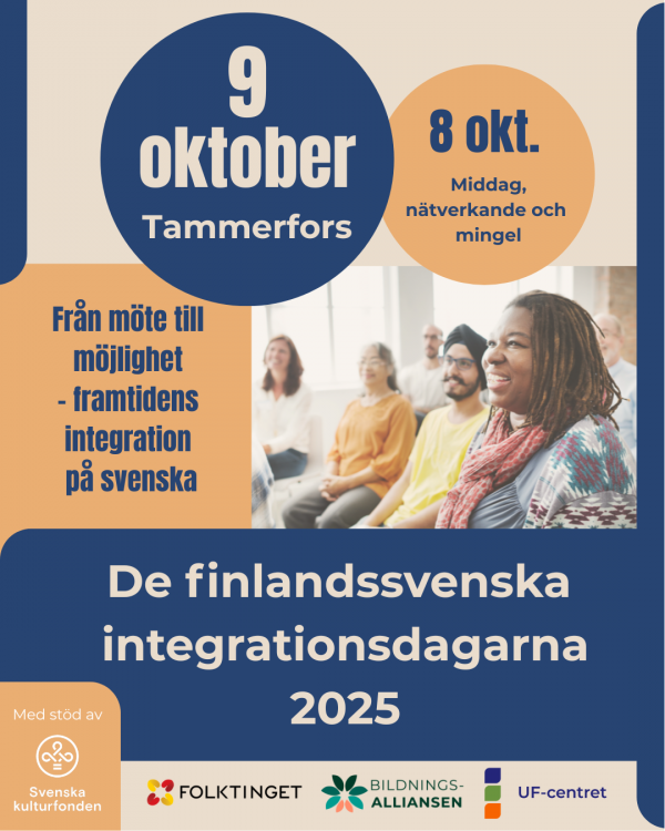 En affisch för evenemanget De finlandssvenska integrationsdagarna 2025.
