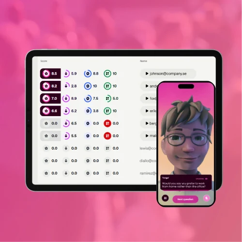 En skärmdump från ett AI-baserat intervjurobotverktyg